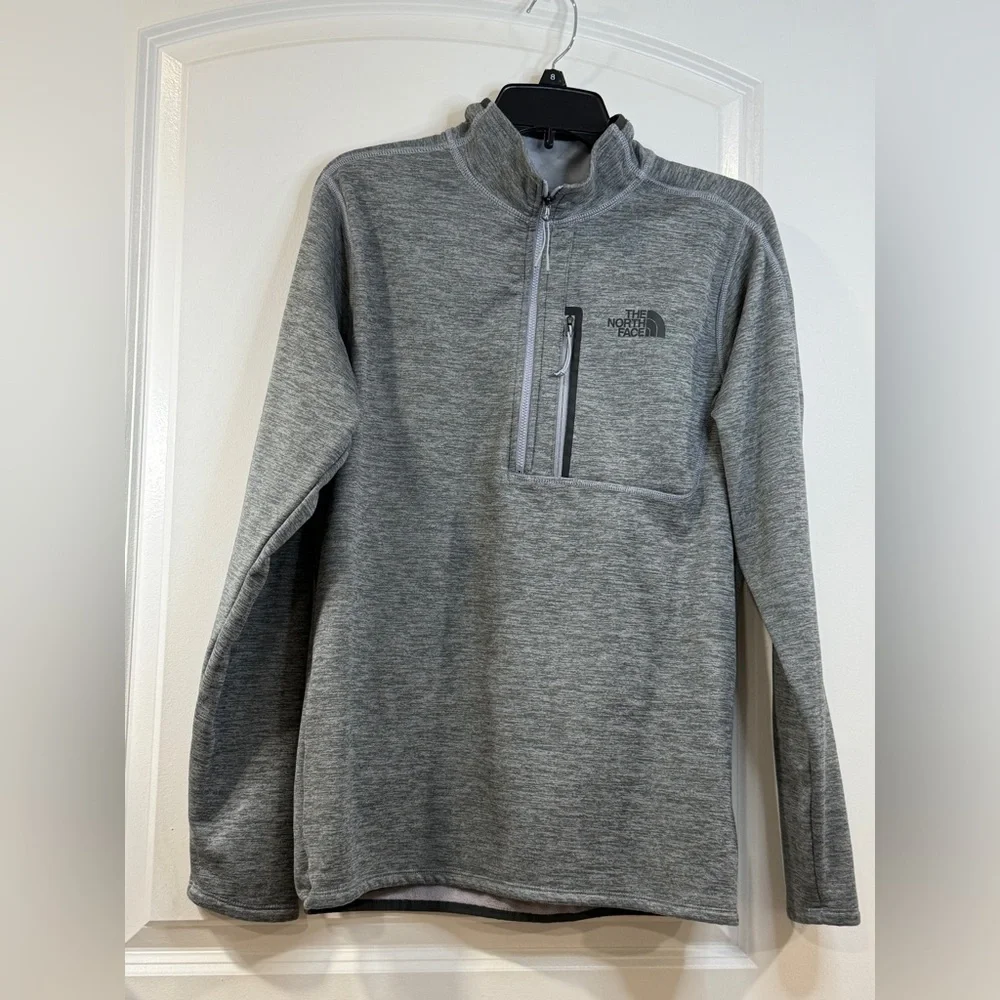 The North Face 1/4 Zip Fleece Pullover Mens M Gray Lightweight Jacket - Picture 2 of 12